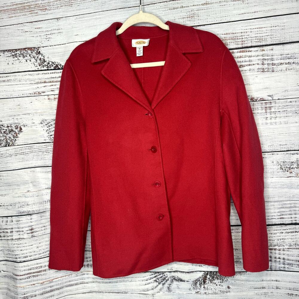 Talbots 100% Wool Red Button Up Jacket Women's 10 - image 1